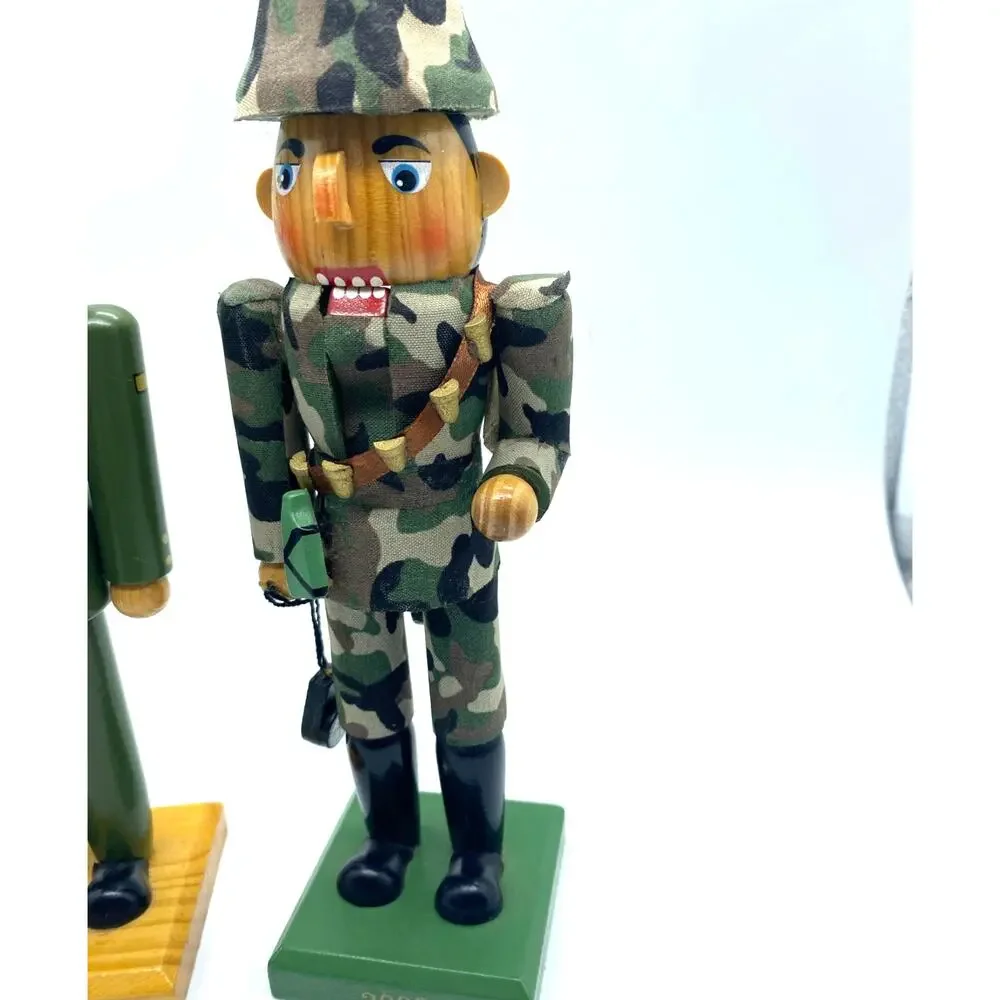 Vintage Military Nutcracker Pair 8”‎ Wood Nutcracker